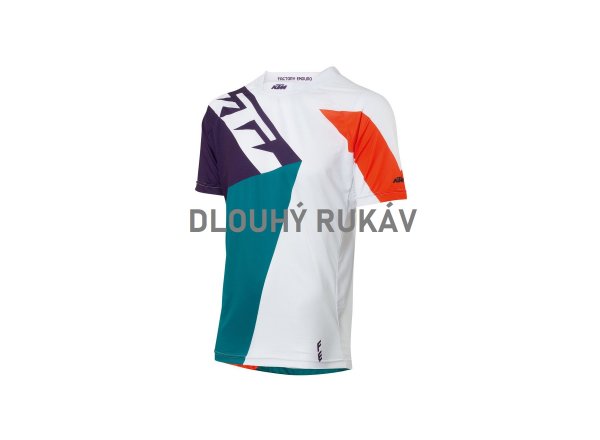Cyklistický dres KTM Factory ENDURO 2022 dlouhý rukáv white/petrol/orange